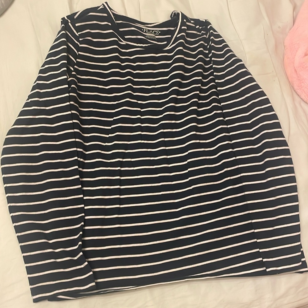 Children’s place navy stipe long sleeve shirt